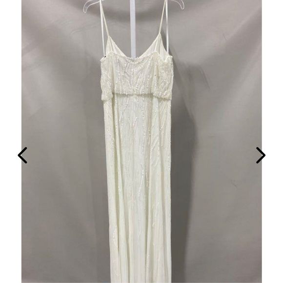 NWT Adrianna Papell size 14 Long Ivory Beaded Gown - Picture 4 of 16